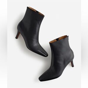 Madewell $218 The Dimes Stiletto Heel Ankle Boot in Black Leather Size 8.5 NT545